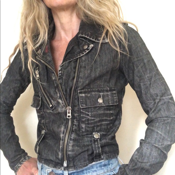 DENIM & SUPPLY Vintage Biker Style Denim Jacket Size XS - Picture 3 of 13
